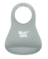 Нагрудник детский Roxy-Kids Мягкий / RB-402GR (серый) - 
