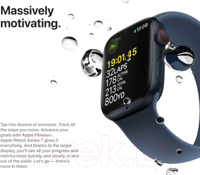 Умные часы Apple Watch Series 7 GPS 45mm / MKN53 (алюминий черный/темная ночь)