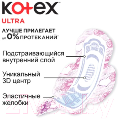 Прокладки гигиенические Kotex Ultra Normal ультратонкие с крылышками мягкая поверхность (10шт)