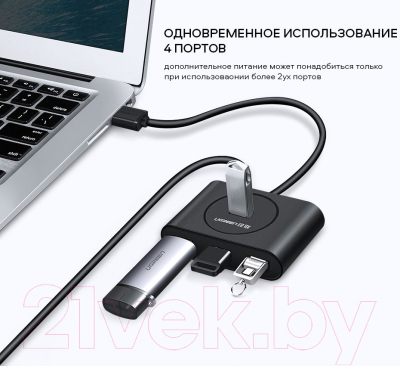 USB-хаб Ugreen CR113 / 40850 (черный)