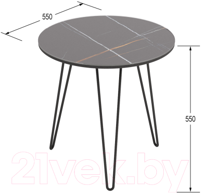 Журнальный столик Калифорния мебель РИД Glass 530 (сахара нуар/черный матовый)