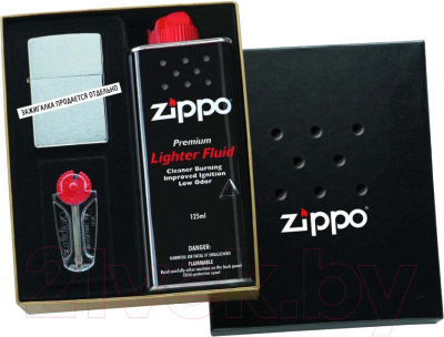 Комплект аксессуаров для зажигалки Zippo 50R (кремни, топливо 125мл, место для широкой зажигалки)