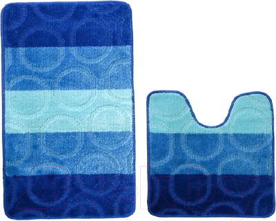 Набор ковриков для ванной и туалета АкваЛиния Twist Полоска Круги NPKS45-75 (синий)