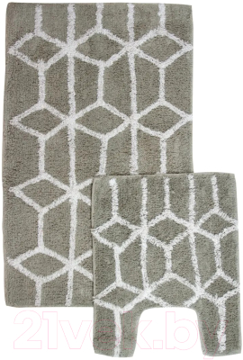 Набор ковриков для ванной и туалета АкваЛиния Хлопок Лабиринт S-0505-80g (40x45/50x80, серый)
