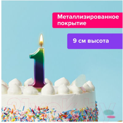 Свеча для торта Золотая сказка 1. Радужная / 591434