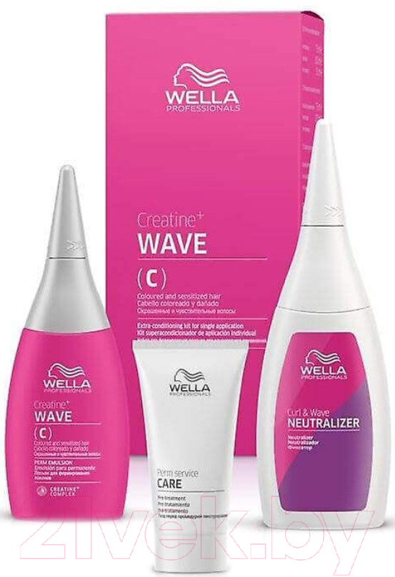 Набор косметики для волос Wella Professionals Creatine+ Wave Лосон 75мл+Фиксатор 100мл+Уход 30мл