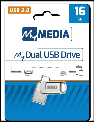 Usb flash накопитель MyMedia MyDual USB 2.0+Type-C FlashDrive 16GB / 69265