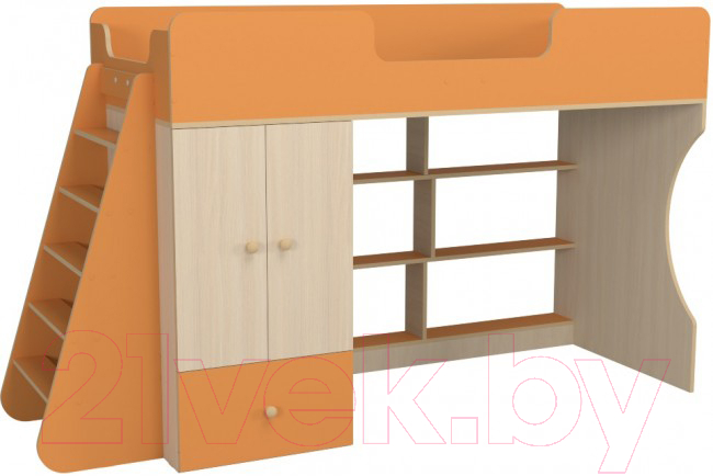 Кровать-чердак детская Можга Капризун 1 со шкафом / Р445