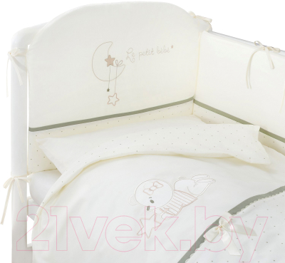 Комплект постельный для малышей Perina Le Petit Bebe / ПБ4-01.1 (4 предмета, молочный/оливковый)