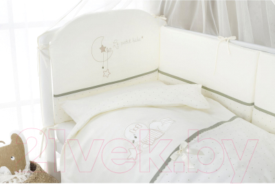 Комплект постельный для малышей Perina Le Petit Bebe / ПБ4-01.1 (4 предмета, молочный/оливковый)
