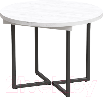 Обеденный стол Millwood Лофт Лондон D110-150x110x76 (дуб белый Craft/металл черный)