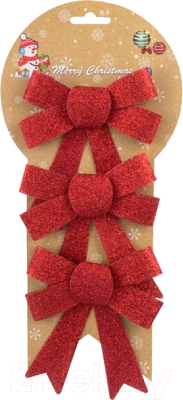 Изображение товара Набор для оформления подарков Волшебная страна Бант Рождественский / 007706 (3шт, красный)