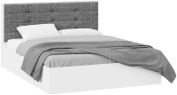 Двуспальная кровать ТриЯ Тесса тип 1 с ПМ 160x200 (белый жемчуг/рогожка серая) - 