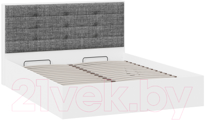 Двуспальная кровать ТриЯ Тесса тип 1 с ПМ 160x200 (белый жемчуг/рогожка серая)