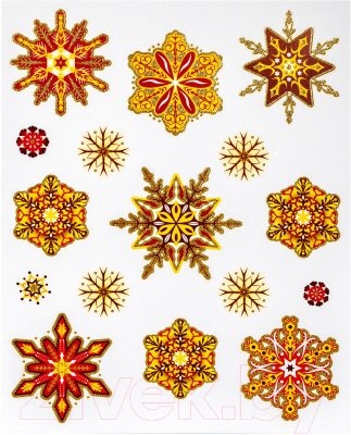 

Набор наклеек на окно Золотая сказка, Красный;золотистый, Красно-золотые снежинки 2 / 591208