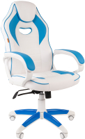 Кресло геймерское Chairman Game 16 (экопремиум белый/голубой) - 