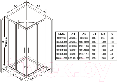 Душевая дверь Ravak BLSRV2K-90 (X1XM70300Z1)