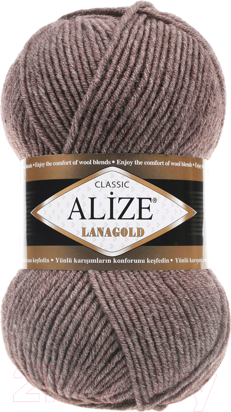 Пряжа для вязания Alize Lanagold 49% шерсть, 51% акрил / 240 (240м, коричневый меланж)