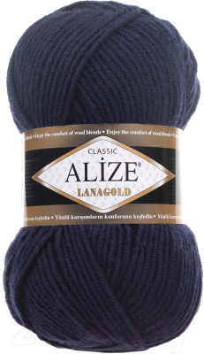 Пряжа для вязания Alize Lanagold 49% шерсть, 51% акрил / 58 (240м, темно-синий)