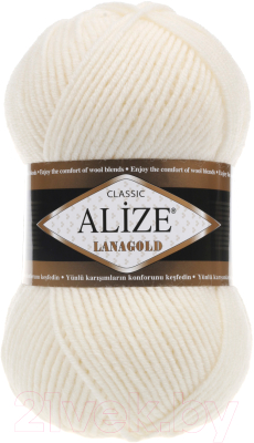 Пряжа для вязания Alize Lanagold 49% шерсть, 51% акрил / 62 (240м, молочный)