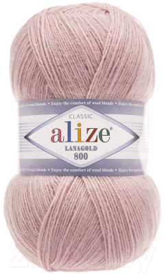 Изображение товара Пряжа для вязания Alize Lanagold 800 49% шерсть, 51% акрил / 161 (800м, пудровый)