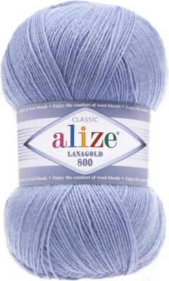 Изображение товара Пряжа для вязания Alize Lanagold 800 49% шерсть, 51% акрил / 40 (800м, голубой)