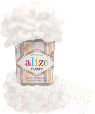 Пряжа для вязания Alize Puffy 100% микрополиэстер / 55 (9.2м, белый)