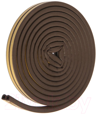 Лента уплотнительная 4Walls D-профиль для окон самоклеящийся / SUR037P (6м, коричневый)
