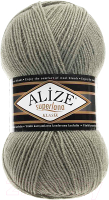 Изображение товара Пряжа для вязания Alize Superlana 25% шерсть, 75% акрил / 138 (280м, зеленый миндаль)