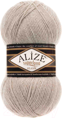 Изображение товара Пряжа для вязания Alize Superlana 25% шерсть, 75% акрил / 152 (280м, бежевый меланж)