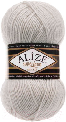 Пряжа для вязания Alize Superlana 25% шерсть, 75% акрил / 208 (280м, светло-серый)