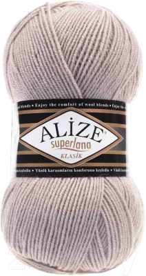 Пряжа для вязания Alize Superlana 25% шерсть, 75% акрил / 652 (280м, пепельный)
