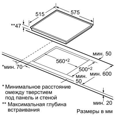 Электрическая варочная панель Siemens ET645TN11R - схема установки