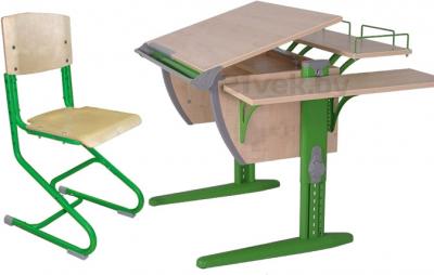 Парта+стул Дэми СУТ 14-02 (зеленый, клен) - общий вид