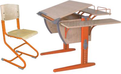 Парта+стул Дэми СУТ 14-02 (оранжевый, клен) - общий вид
