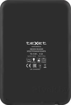 Электронная книга Texet TB-418FL (черный) - вид сзади