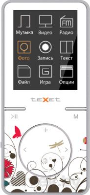 MP3-плеер Texet T-48 (8Gb, бело-розовый) - вид спереди