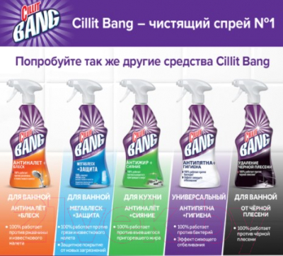Чистящее средство для ванной комнаты Cillit Bang Антиналет+блеск (750мл)