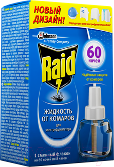 Наполнитель для фумигатора Raid Жидкость против комаров 60 ночей (43.8мл)