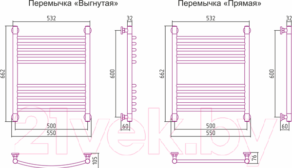 Полотенцесушитель водяной Сунержа Богема+ прямая 60x50 / 00-0220-6050 — фото 3