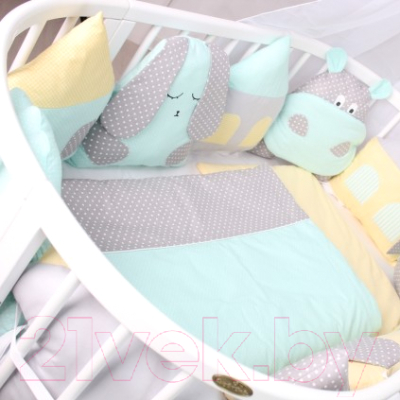 Комплект постельный для малышей ComfortBaby Colorit HappyFamily Любимые животные (бирюзовый)