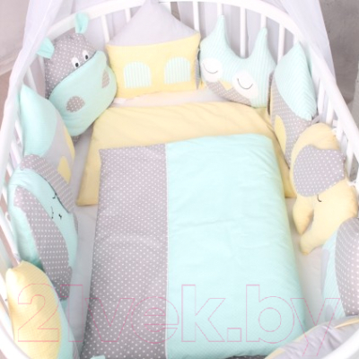 Комплект постельный для малышей ComfortBaby Colorit HappyFamily Любимые животные (бирюзовый)