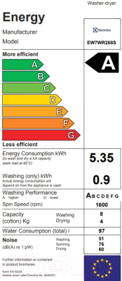 Стирально-сушильная машина Electrolux EW7WR268S