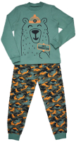 Пижама детская Купалинка 715106 (р.152-72, к.зеленый/камуфляж) - 