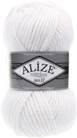 Пряжа для вязания Alize Superlana Maxi 25% шерсть, 75% акрил / 55 (100м, белый) - 