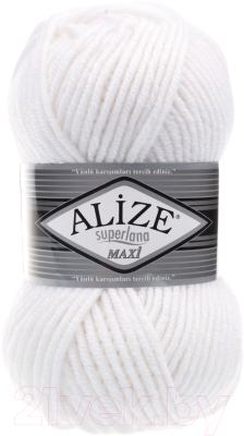 Пряжа для вязания Alize Superlana Maxi 25% шерсть, 75% акрил / 55 (100м, белый)