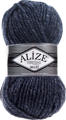 Пряжа для вязания Alize Superlana Maxi 25% шерсть, 75% акрил / 805 (100м, темно-синий жаспе) - 