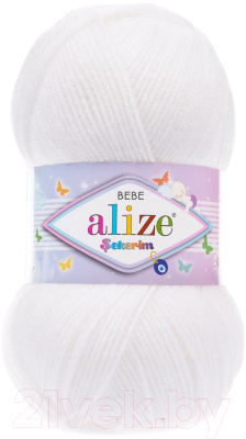 Пряжа для вязания Alize Sekerim 55 (320м, белый)