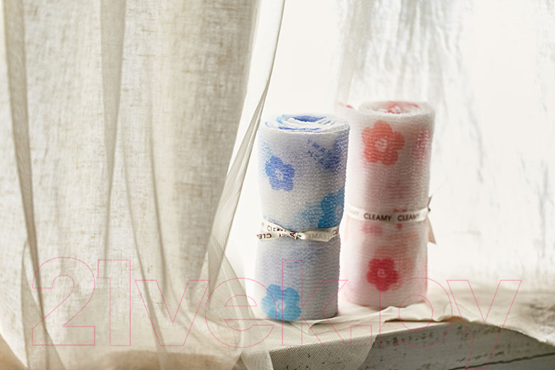Мочалка для тела Sungbo Cleamy Clean&Beauty White Pattern Shower Towel 28x95 — фото 3