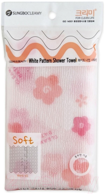 Мочалка для тела Sungbo Cleamy Clean&Beauty White Pattern Shower Towel 28x95